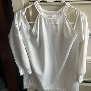 🆕❤️Incredible Sexy Off the Shoulder White Sweatshirt with cut out sleeves